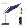 thumbnail image 2 of ACEGOSES 8.2x8.2ft LED Outdoor Square Patio Offset Hanging Umbrella with Base,Steel Ribs and Lights for Deck,Garden and Yard,Navy Blue, 2 of 8