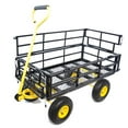 thumbnail image 3 of Steel Garden Cart with Easy-Grip Handle,Outdoor Lawn Wagon with Removable Sides for Beach Lawn Yard,Heavy-Duty 500 Pound Capacity,Yellow+Black, 3 of 7