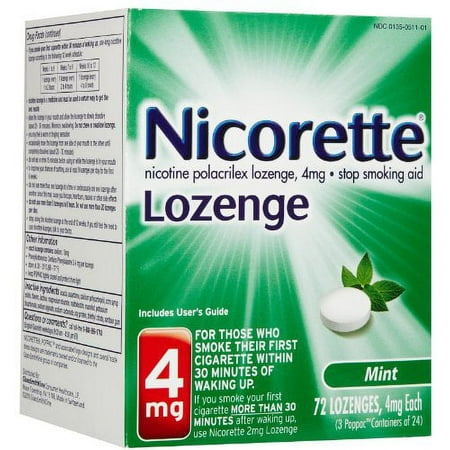 Nicorette Lozenges 4mg Mint Flavored 72 Ct
