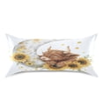 thumbnail image 3 of Dailycode Satin Pillow Case Standard Silk Pillow Cover for Hair and Skin Envelope Closure Highland Cattle Moon Sunflower 20"x26", 3 of 9