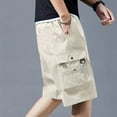 thumbnail image 5 of Men's Camouflage Casual Cargo Shorts, Loose-Fit Knee-Length Outdoor Shorts with Lace-Up Detail & Multi-Pocket Design ,Beige L, 5 of 5