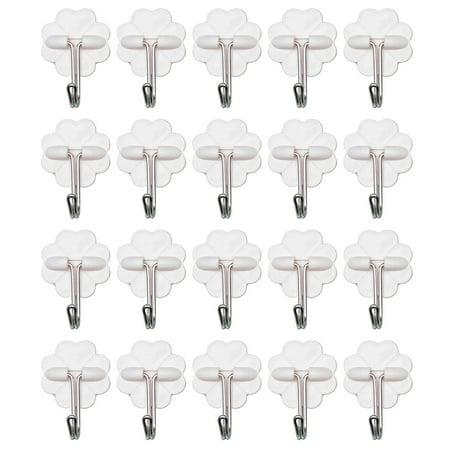 

Adhesive Hook 20PCS White PlasticShaped Damage-Free Hanging Wall Hooks