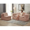 thumbnail image 3 of New Multi Functional Sectional Sofa Bed with Independent Chaise Lounge and Functional Blanket,Plush Corduroy Sofa Couch,Convertible Sofa Bed,80" King Size Bed,Deep Seat Fluffy Sofa,Pink, 3 of 9