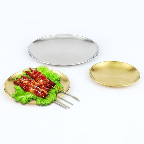 Stainless Steel Dinner Plates Lunch/ Breakfast Plates Sliver Golden 10inch
