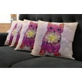 thumbnail image 2 of Ambesonne Pink Throw Pillow Cover 4 Pack, Retro Digital Robot Cat, 24", Pink Fuchsia, 2 of 6