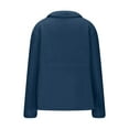 thumbnail image 6 of Women Fleece Fuzzy Jacket No Hood Casual Warm Winter Full Zip Up Sweater Coats Long Sleeve Solid Color Outwear (2XL, Dark Blue), 6 of 7