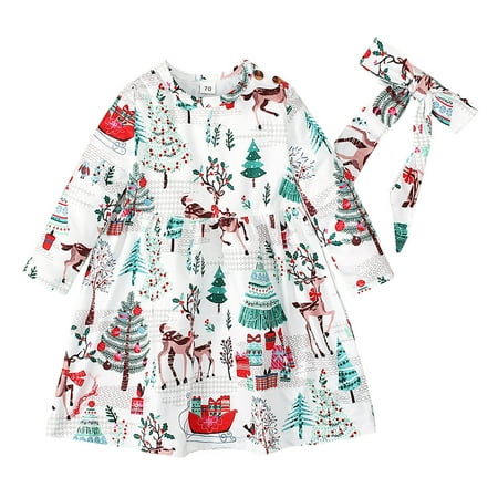 

Toddler Girls Long Sleeve Christmas Prints Dress Dance Party Dresses Clothes 4 Year Girl Clothes Tie Lace Dress Flower Wedding Dress Toddler Dress Cardigan Bunny Dress Toddler Size 5 Girls Girls