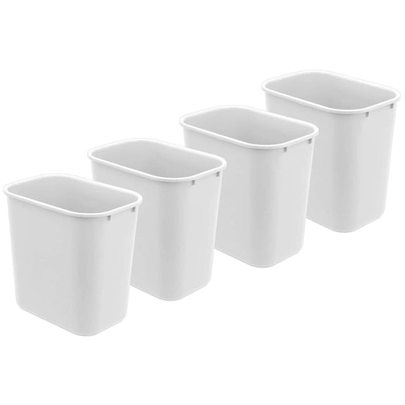 Acrimet Wastebasket, Deskside Bin, 6.75 Gallon/ 27 Quart/ 24 Liter (Plastic) (White Color) (Set of 4)