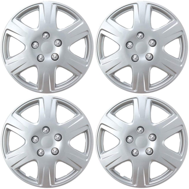 BDK HK993 Silver 15" Hubcaps Wheel Covers for Toyota Corolla (15 inch) – Four (4) Pieces Corrosion-Free & Sturdy – Full Heat & Impact Resistant Grade – OEM Replacement, 4 Pack