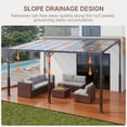 thumbnail image 3 of 14x10 FT Wall-Mounted Gazebo, Hard Top Lean to Gazebo Pergola with Roof (140 Sq.Ft Shaded), Heavy-Duty Patio Pergola for Patio, Decks, Backyard, Gray, 3 of 13
