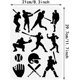 thumbnail image 2 of Plantilla de jugador de béisbol de 30x20 cm (12x8 pulgadas), plantilla reutilizable de plástico con diseño deportivo para pintar, plantilla para manualidades artísticas., 2 of 7