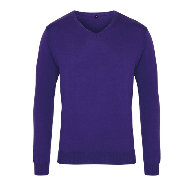 Premier Mens Knitted Cotton Acrylic V Neck Sweatshirt