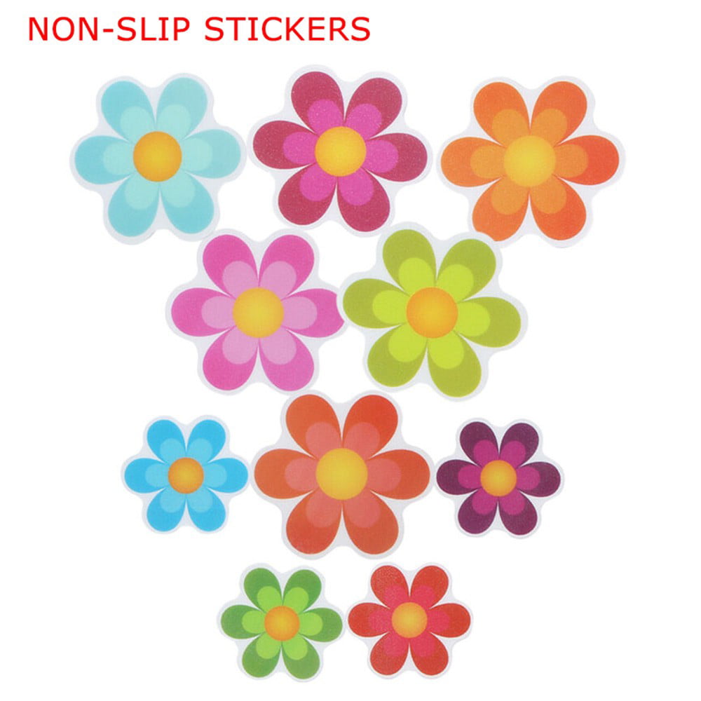 20 Flower Safety Treads Non-Slip Applique Stickers Mat Bath Tub&Shower 4" PEVA 
