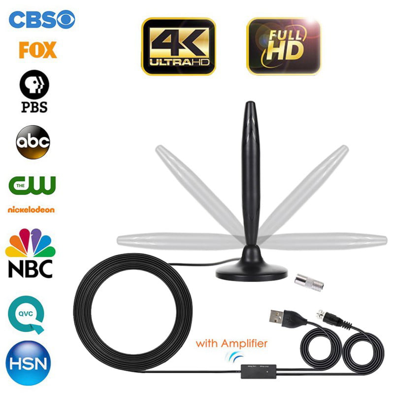 Upgraded 2020 Amplified TV Antenna Indoor/Outdoor 120Miles Ultra Digital HDTV Antenna with Amplifier TV Free Signals High Reception Signals Booster for All Old TVs 4K/1080P/VHF/UHF Channels 16ft 