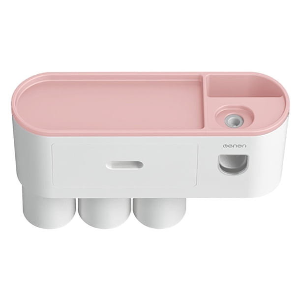 Xihbxyly Portacepillos de Pared, Diseño de Adsorción Magnética, Fácil Instalación, Vaso de Drenaje para Higiene, Organización Del Baño, Sin Taladro, Material Plástico, Incluye Portacepillos.