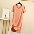 thumbnail image 5 of Censtreet Plus Size Nightgowns for Women Oversized Sleep Tshirts Dress Short Sleeves V Neck Sleepwear, 5 of 9