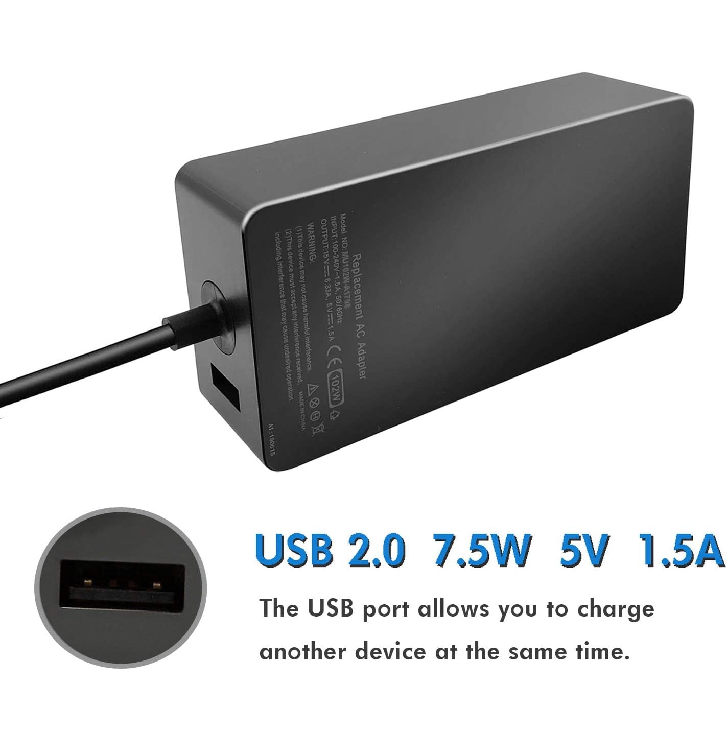 102W Laptop Charger AC Adapter For Surface Book 2 Book 3 Surface Pro X Pro 7 Pro 6 Pro 5 Pro 4 Pro 3 Surface Laptop 1/ 2/ 3/ 4 Surface Go 1/ 2 Notebook Power Supply 15V 6.33A