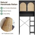 thumbnail image 4 of Rattan Over The Toilet Storage Cabinet, Bathroom Storage Cabinet Organizer with Adjustable Shelf and Metal Stand, Over Toilet Bathroom Shelf, Freestanding Space Saver for Restroom, Laundry, Black, 4 of 6