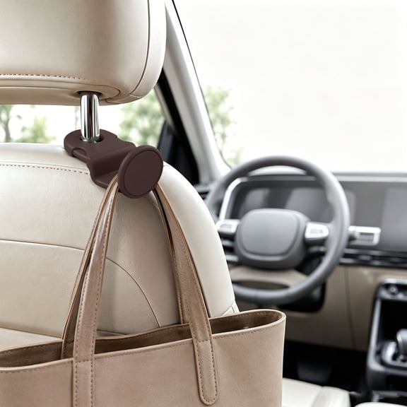 XINGXIANG - Car Seat Headrest Hooks, 1PC Universal Vehicle Back Seat Hanger Holder, Sturdy ABS Organizer Hooks for Purses Bags Groceries Coats, Car Interior Accessories Storage (Coffee)