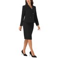 thumbnail image 4 of Conjunto de traje de 2 piezas para mujeres, blusa de manga larga, atuendos de trabajo, chaqueta tipo blazer, conjunto de faldas lápiz, color negro, 4 of 6