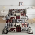 thumbnail image 2 of Castle Fairy Jungle Bear Deer Full Size Comforter Sets,Black Red Checkered Bedding Sets, 2 of 8