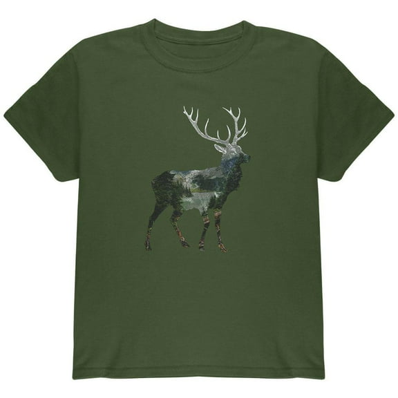 Old Glory Youth Deer Forest Nature Hiking Hunting Short Sleeve Graphic T Shirt