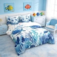 thumbnail image 2 of Manfei Blue Watercolor Sea Turtle Bedding Comforter Set for Kids Boys and Girls, Jellyfish Coral Full Bedding Set, Polka Dots Reversible 7pcs, 2 of 6