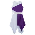 thumbnail image 5 of inlzdz Praise Dance Dress for Girls Sleeveless Liturgical Worship Overlay Dance Costume Purple 12, 5 of 6