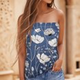 thumbnail image 2 of Gibobby Mujeres Casual Impresión Bandeau Sin Tirantes Sin Mangas Verano Vacaciones Vacaciones Top(Azul,XG), 2 of 5