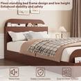thumbnail image 2 of TWIN Size Bed Frame, Low-Profile Platform Bed Frame with Storage Headboard & Footboard — Wooden Slat Support, No Box Spring Required, Red peach wood, 2 of 9