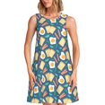 thumbnail image 1 of Balery Eggs Toast Bacon And Arugula Vestidos de verano para mujer con estampado: vestido holgado sin mangas, vestido playero informal y cómodo para días calurosos., 1 of 7