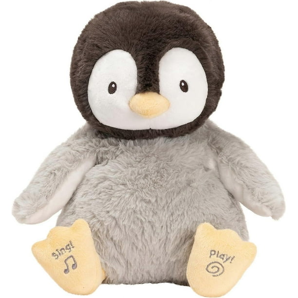 Baby Animated Kissy The Penguin Plush, Singing Stuffed Animal Baby Toy for Ages 0 and Up, Black/White/Grey, 12