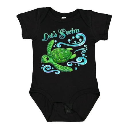 

Inktastic Lets Swim- Cute Sea Turtle Gift Baby Boy or Baby Girl Bodysuit