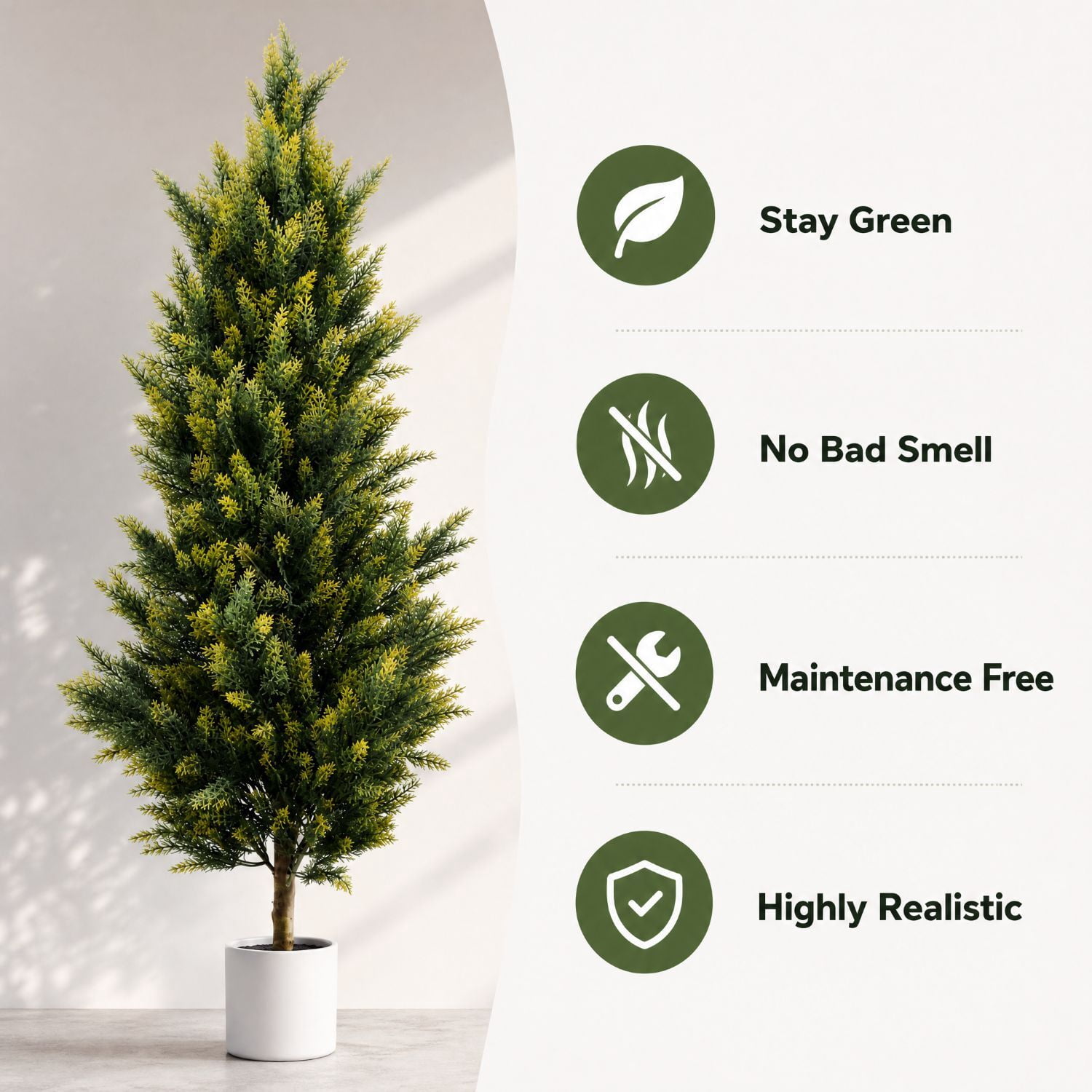 Easy4Home 5FT Artificial Cedar Tree Fake Pine Cypress Topiary Tree Potted Faux Floor Plant for Porch Decor