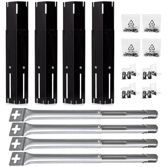 Quickflame Set of 4 Adjustable Heat Plates & Universal Burners for Gas Grills from Brinkmann, Nexgrill, Dyna Glo, Master Forge, & Other Grills, Universal Grill Replacement Parts