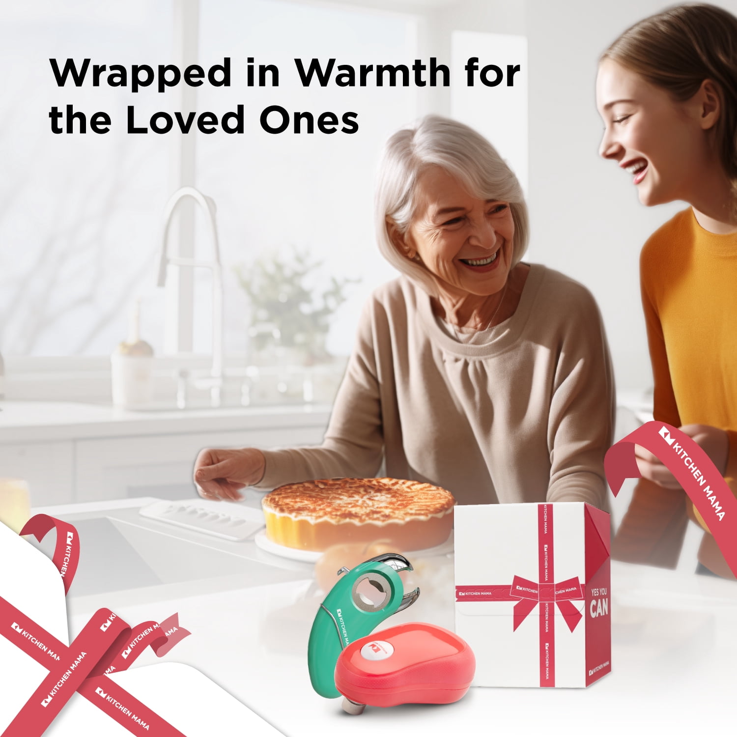 Kitchen Mama One Touch Electric Can Opener and 6-in-1 Multifunction Opener Gift Set
