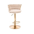thumbnail image 1 of Banco para barra, en terciopelo diseño trensado, altura ajustable, giratorio, acolchonado, estructura cromo dorado, vanguardista, posapié SKU EL19172 GD BEIGE TERCIOPELO, 1 of 1