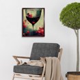 thumbnail image 2 of Red Wine Glass And Pink Flowers Watercolour Art Print Framed Poster Wall Decor 12x16 inch, 2 of 5