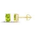 thumbnail image 2 of Decadence Yellow Gold Plated 925 Sterling Silver 6x4mm Emerald Cut Natural Green Peridot August Birthstone Screwback Stud Earrings, 2 of 7