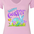 thumbnail image 4 of Inktastic Happy Easter Blue Bunny and Eggs in Grass Women's V-Neck T-Shirt, 4 of 5