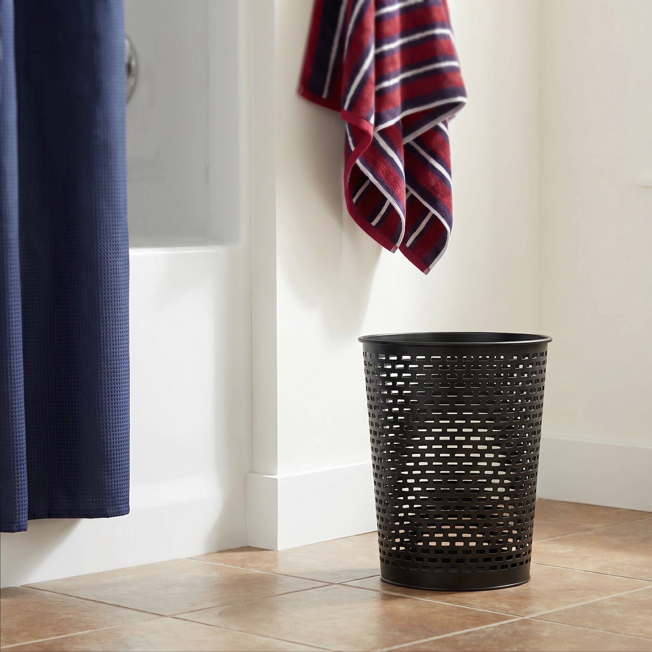 Mainstays Black Metal Wastebasket, 2 gal