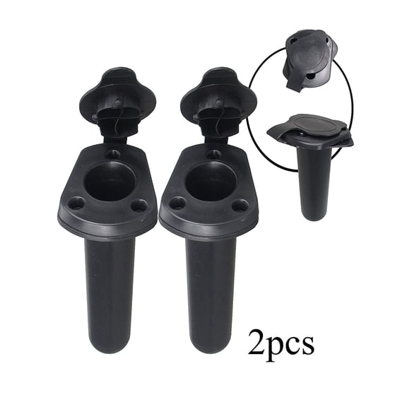 Pactrade Marine Kayak Boat Dinghy Canoe 2 pcs Black Plastic Flush Mount Rod Holder w/Cap