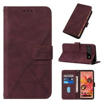 SaniMore for Google Pixel 6 6.4" Case Wireless Charging Support, Magnetic Flip Wallet Card Holder PU Leather Cover Built-in Kickstand & Wrist Strap Full Body Protective Shell, Winered