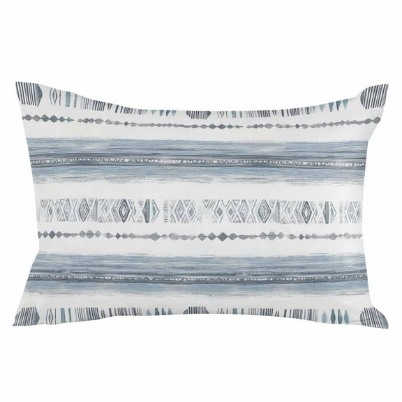 White Blue Brush Throw Pillow Cover 16 x 24 Inch Decorative Pillow Cover Modern Abstract Vintage Texture Lumbar Pillowcase Seasonal Rectangle Cushion Case for Couch Sofa Bed Living Room