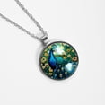 thumbnail image 4 of Peacock Glass Circular Pendant Necklace - Elegant Jewelry for Women, 4 of 5