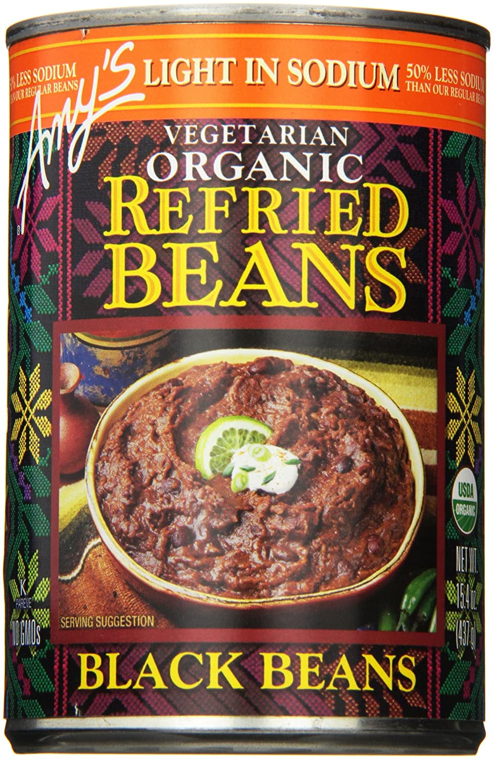 Amy's Organic Refried Black Beans 15.4 oz Pack of 2