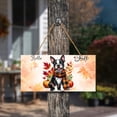 thumbnail image 3 of Hello Fall Boston Terrier Scarf Welcome Autumn with Leaves Pumpkins Landscape Wood Sign Gentleman Dog Lover Gifts Hanging Wall Home Decor - 00011, 3 of 5