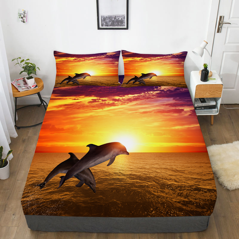 Fitted Cover Sheet Home Textiles Children Kid Marine Animal Printed