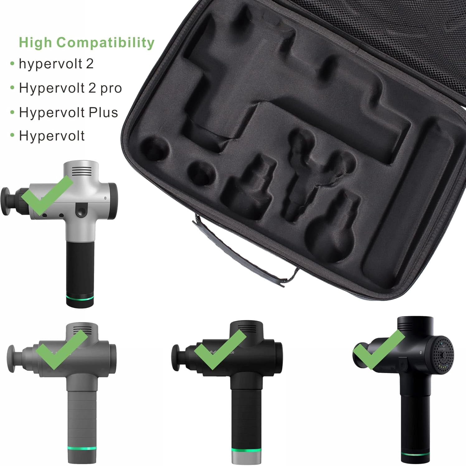 Carrying Case Compatible with Hypervolt 2 Pro,Travel Storage Organizer compatible with Hypervolt Plus Hard Shell Bag Massage Gun Device Holder