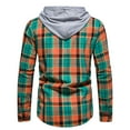 thumbnail image 2 of Camisas De Vestir Para Hombre Camisa de manga larga con cuello encapuchado para hombre, informal, de invierno y primavera, con estampado a cuadros, blusa (Red, XL), 2 of 7